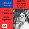 Logo Com. telefónica con Ana Celentano, Actriz Argentina